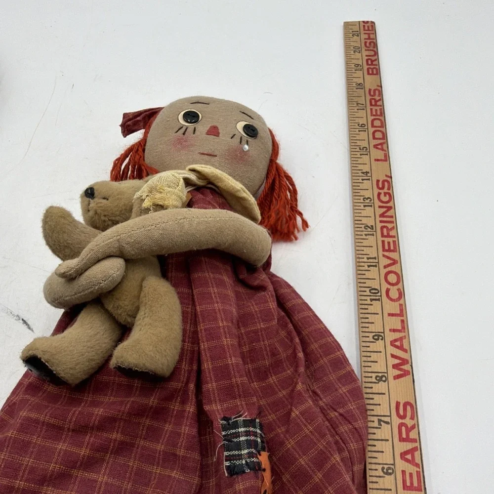 NWT Pearson's Simply Primitives Boo Boo Raggedy Anne and Teddy Bear Folk Doll